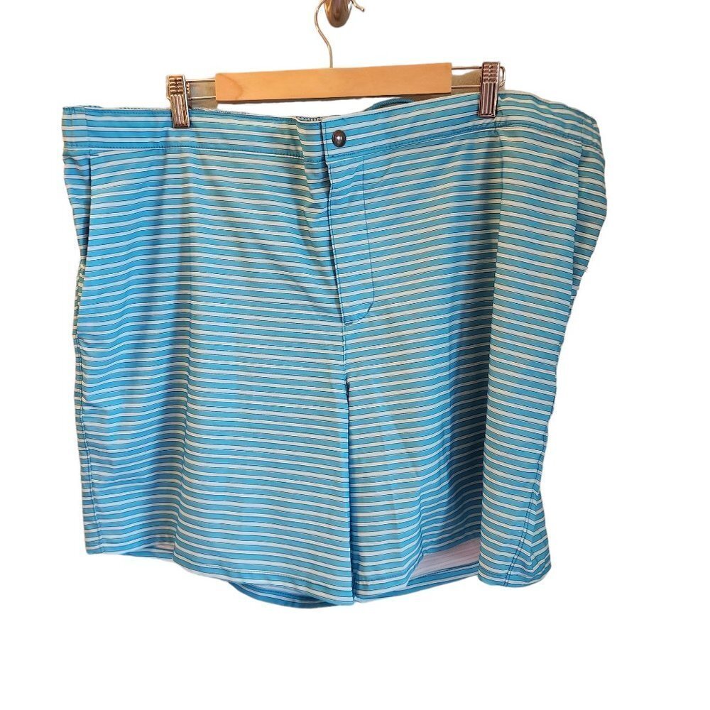 Lands End Men's Shorts XXL Swim Trunks Lined Blue Striped Pockets